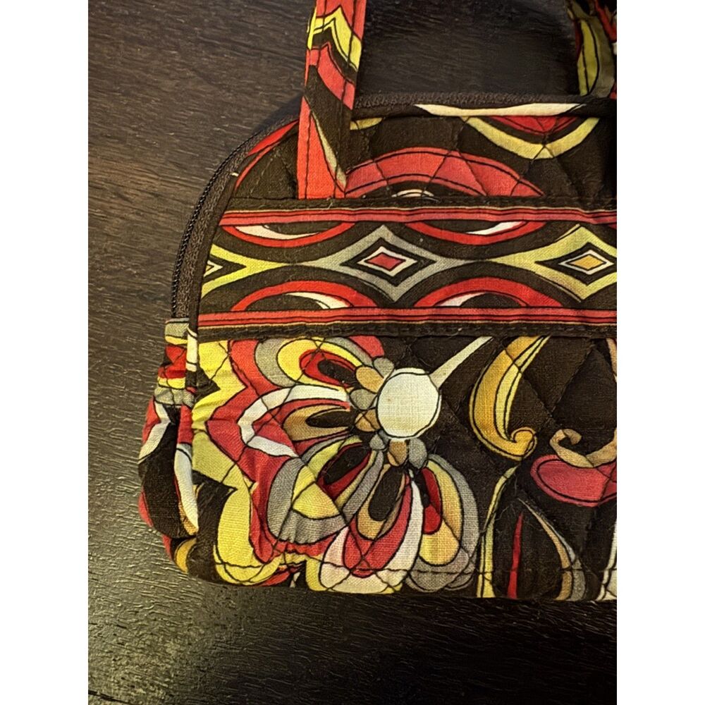 Vera Bradley Retired Puccini Mini Coin Purse / Micro Bag Floral Brown Red Yellow - Picture 4 of 13